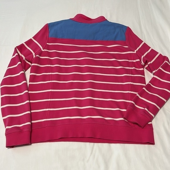 Vineyard Vines Pink & White Striped Quarter Zip Pullover - Picture 2 of 4